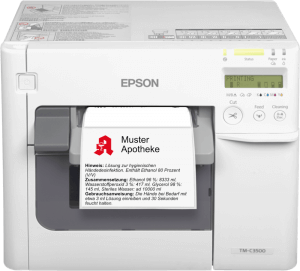 Epson ColorWorks C3500 mit Apotheken-Etikett
