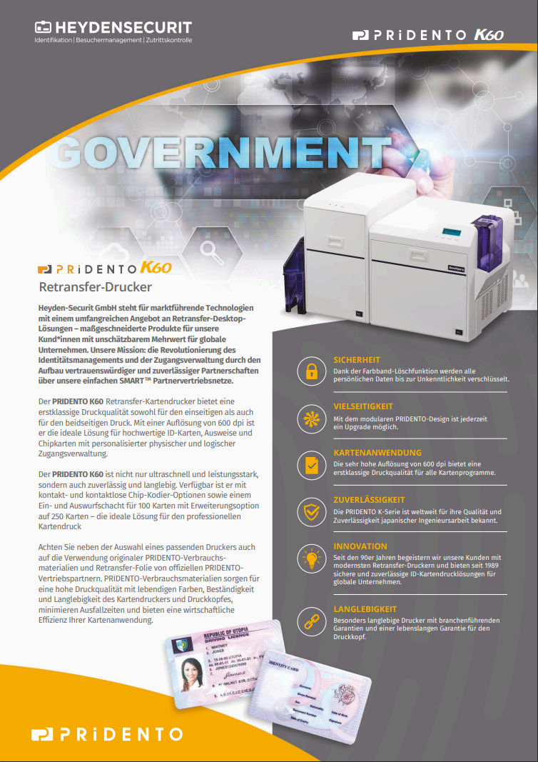 Deckblatt Broschüre Pridento K60