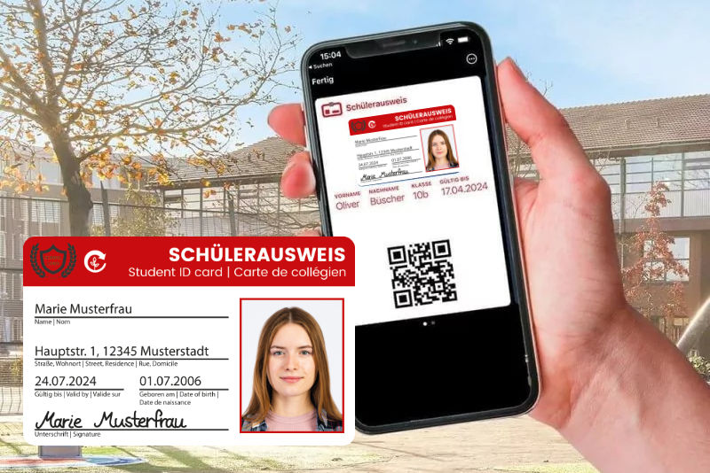 Schülerausweis digital als Wallet und gedruckt im Scheckkartenformat