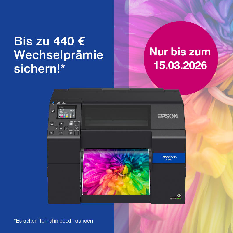 Epson Etikettendrucker Banner Wechselprämie Altgeräte Tausch