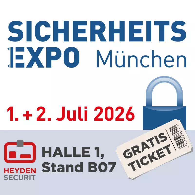 Sicherheitsexpo München 2026 - Heyden-Securit ist dabei. Gratisticket gefällig?